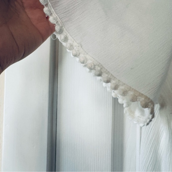 White Boho Peasant Blouse w/ Lace Embroidery Sheer XL Cottage - Picture 5 of 8